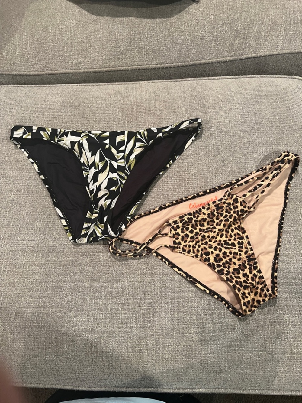 BCBGeneration Black Leaf bikini bottom & cabana del sol Leopard Bikini Bottom